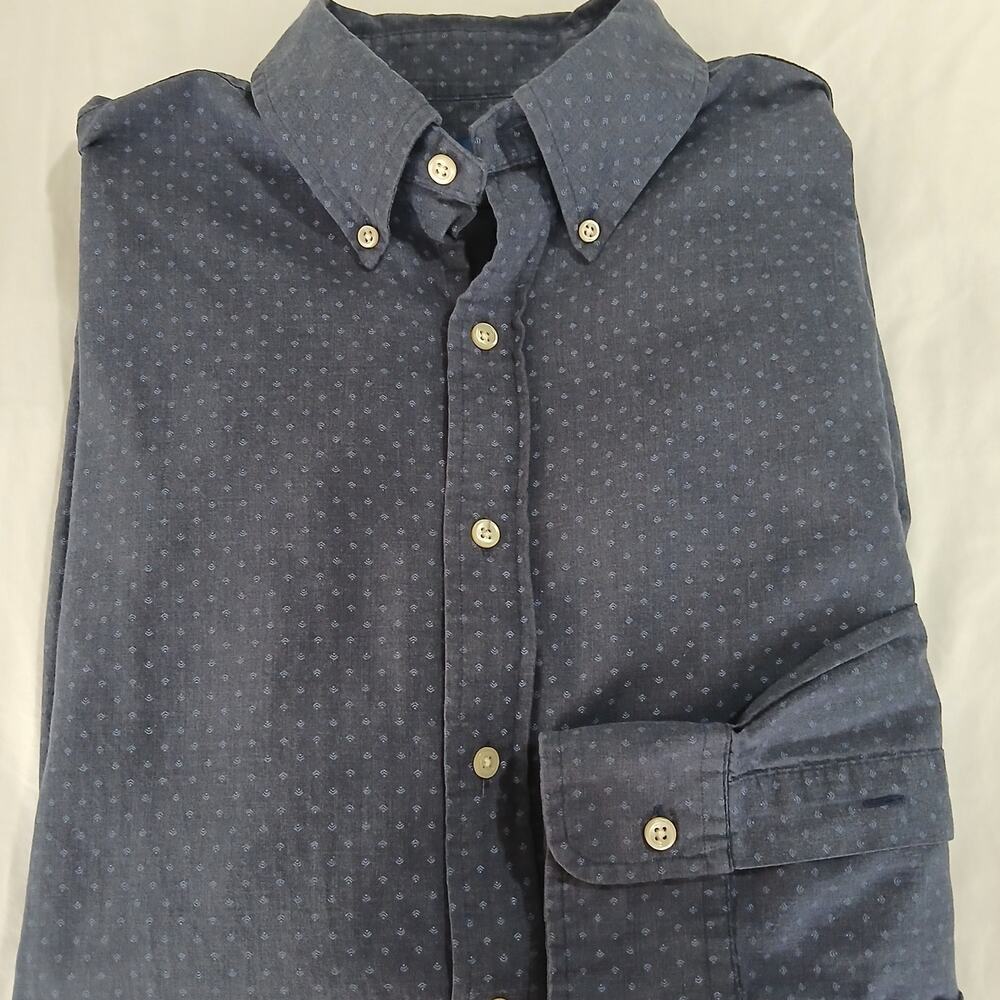 Ralph Lauren Men's L button-down button-up long-sleeve grey pique 100% cotton